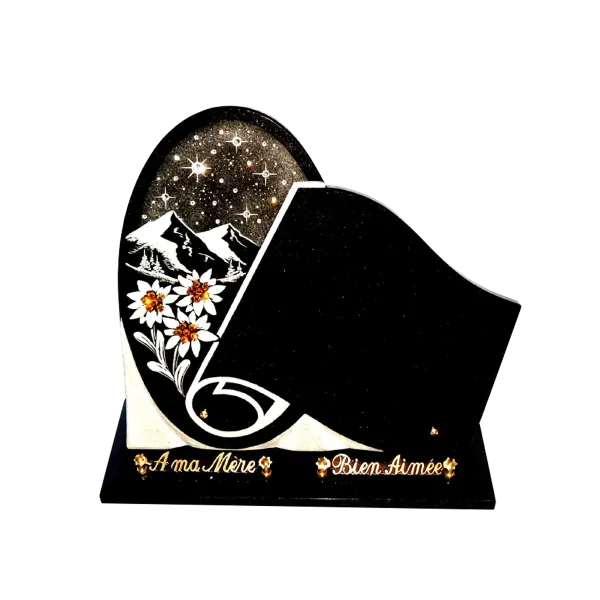 Plaque funéraire avec strass  - Leader Granits