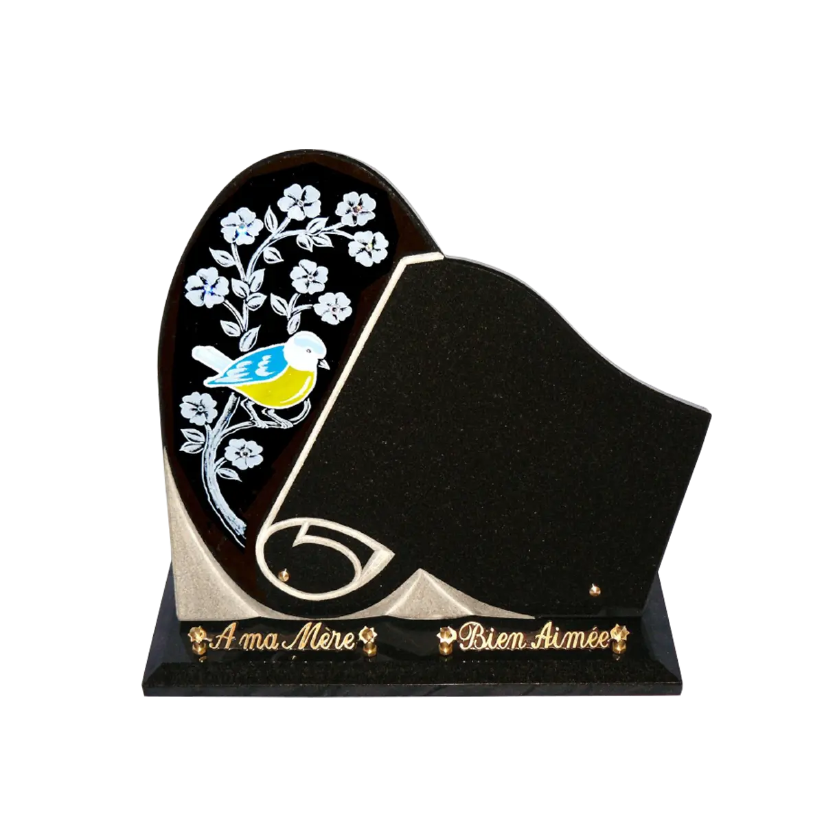 Plaques funéraires avec strass – illustration d'un produit funéraire