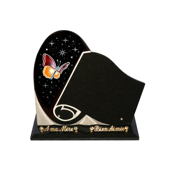 Plaque funéraire avec strass  - Leader Granits
