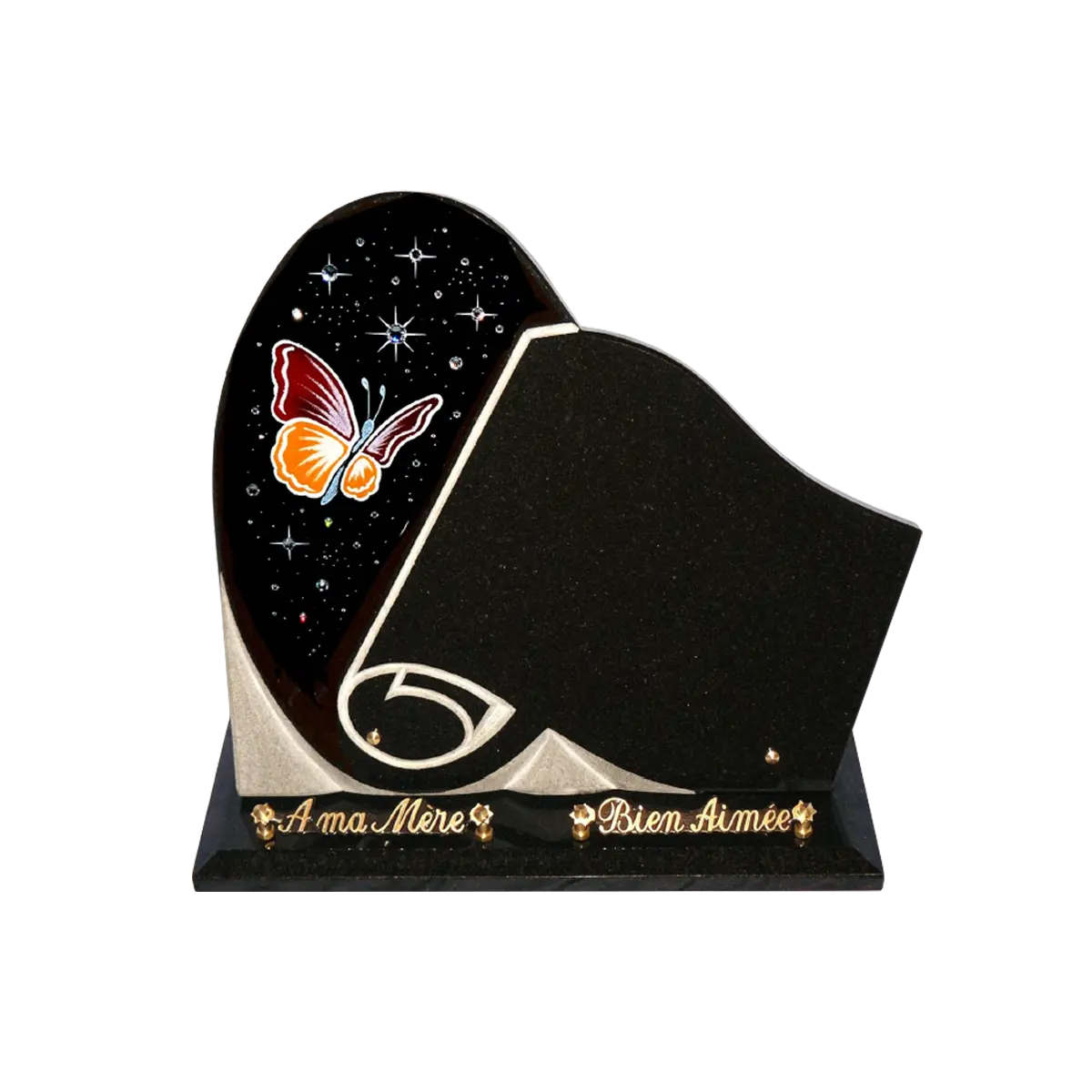 Plaques funéraires avec strass – illustration d'un produit funéraire